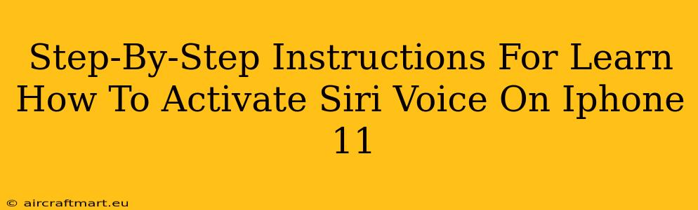 Step-By-Step Instructions For Learn How To Activate Siri Voice On Iphone 11