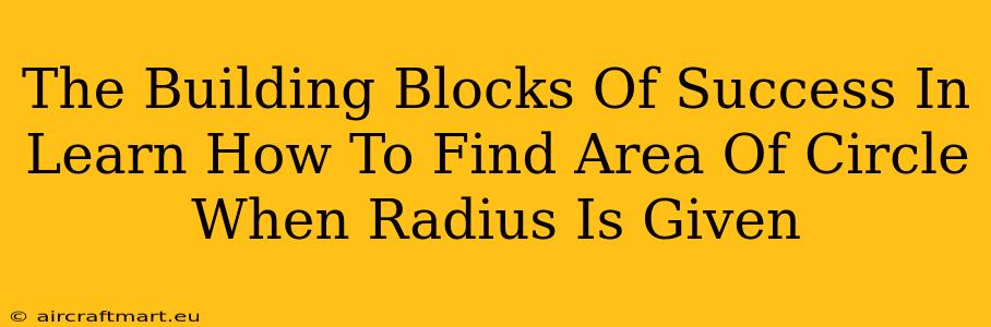 The Building Blocks Of Success In Learn How To Find Area Of Circle When Radius Is Given