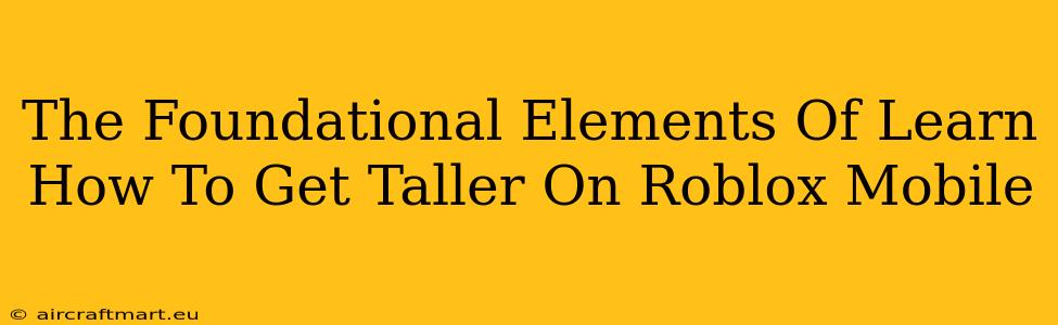 The Foundational Elements Of Learn How To Get Taller On Roblox Mobile