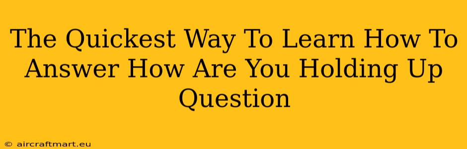 The Quickest Way To Learn How To Answer How Are You Holding Up Question