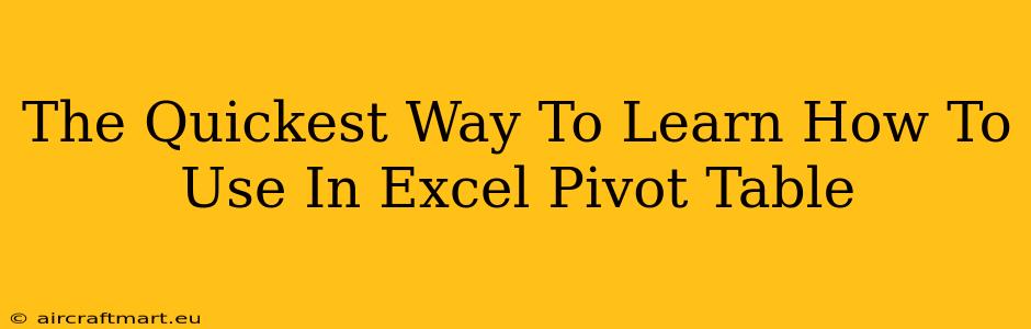 The Quickest Way To Learn How To Use In Excel Pivot Table