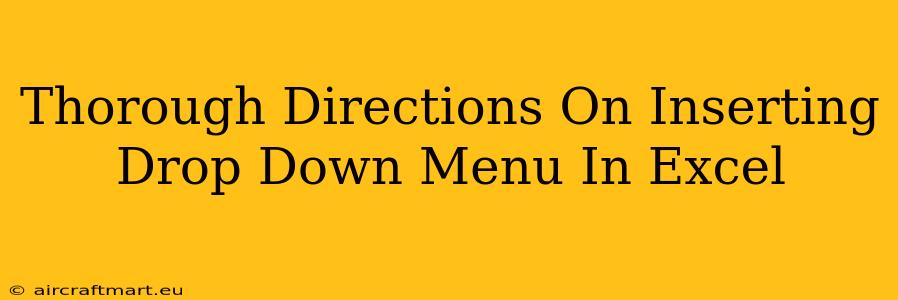 Thorough Directions On Inserting Drop Down Menu In Excel