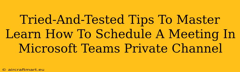 Tried-And-Tested Tips To Master Learn How To Schedule A Meeting In Microsoft Teams Private Channel