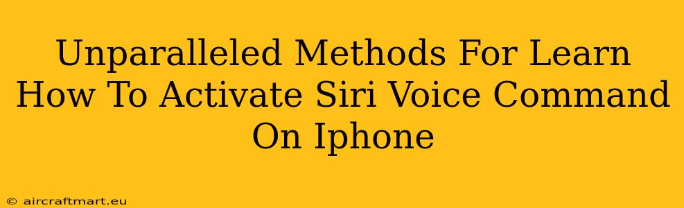 Unparalleled Methods For Learn How To Activate Siri Voice Command On Iphone