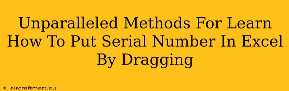 Unparalleled Methods For Learn How To Put Serial Number In Excel By Dragging